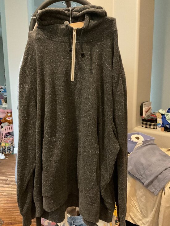 Threads 4 Thought Sweaters - Threads 4 Thought Half Zip Hoodie Charcoal Gray Marled Oversized 2X